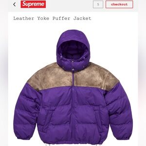 Supreme Leather Yoke Puffer Jacket “Purple” XXL BNWT